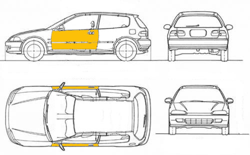 Light Weight Polyester Doors Honda Civic 92 95 3 Door